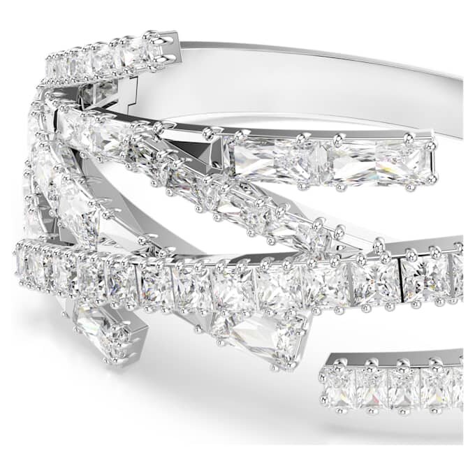 Bracciale rigido Matrix con tagli misti, bianco, placcato in rodio Bracciale rigido Matrix con tagli misti, bianco, placcato in rodio