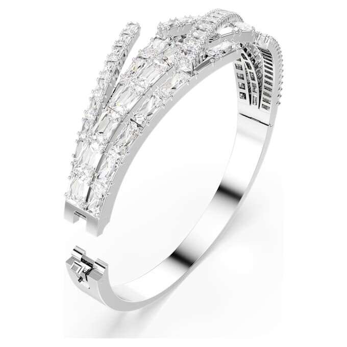Bracciale rigido Matrix con tagli misti, bianco, placcato in rodio Bracciale rigido Matrix con tagli misti, bianco, placcato in rodio