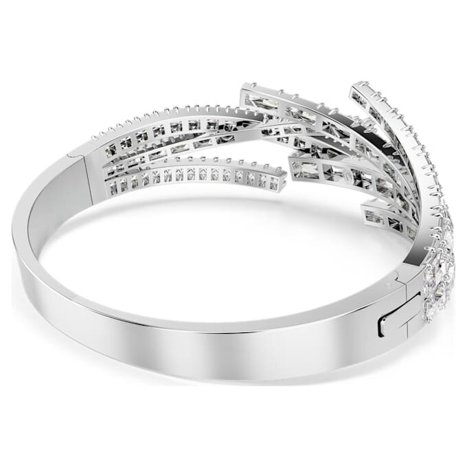 Bracciale rigido Matrix con tagli misti, bianco, placcato in rodio Bracciale rigido Matrix con tagli misti, bianco, placcato in rodio