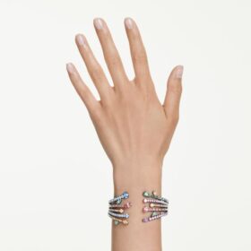 Bracciale rigido Matrix con tagli misti, bouquet, multicolore, placcato al rutenio