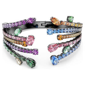 Bracciale rigido Matrix con tagli misti, bouquet, multicolore, placcato al rutenio
