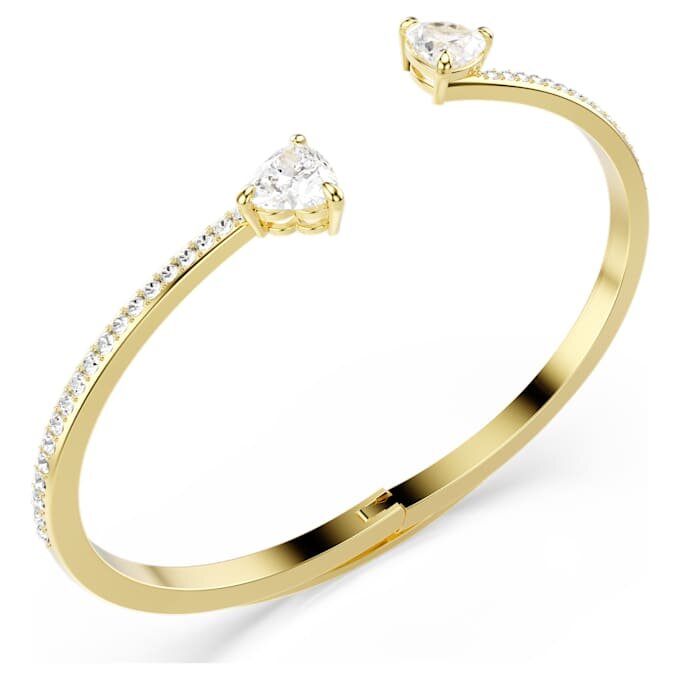 Bracciale rigido Mesmera a forma di cuore, bianco, placcato oro Bracciale rigido Mesmera a forma di cuore, bianco, placcato oro