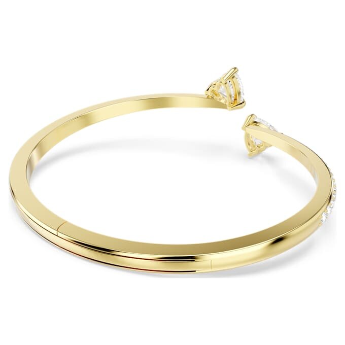 Bracciale rigido Mesmera a forma di cuore, bianco, placcato oro Bracciale rigido Mesmera a forma di cuore, bianco, placcato oro