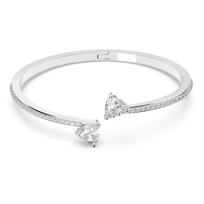 Bracciale rigido Mesmera con cuore, bianco, placcato in rodio Bracciale rigido Mesmera con cuore, bianco, placcato in rodio