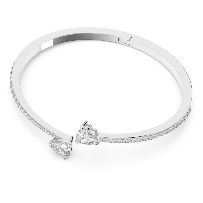Bracciale rigido Mesmera con cuore, bianco, placcato in rodio Bracciale rigido Mesmera con cuore, bianco, placcato in rodio