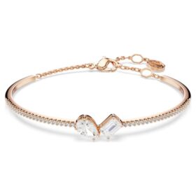 Bracciale rigido Mesmera con tagli misti, bianco, placcato in oro rosa