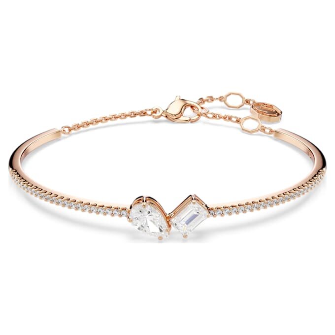 Bracciale rigido Mesmera con tagli misti, bianco, placcato in oro rosa Bracciale rigido Mesmera con tagli misti, bianco, placcato in oro rosa