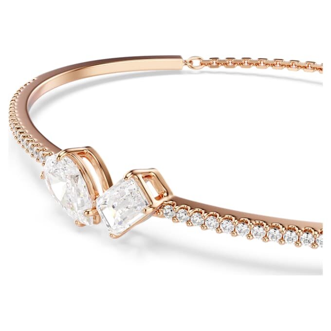 Bracciale rigido Mesmera con tagli misti, bianco, placcato in oro rosa Bracciale rigido Mesmera con tagli misti, bianco, placcato in oro rosa