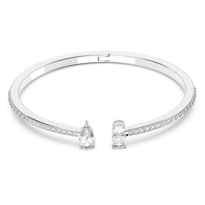 Bracciale rigido Mesmera con tagli misti, bianco, placcato in rodio Bracciale rigido Mesmera con tagli misti, bianco, placcato in rodio