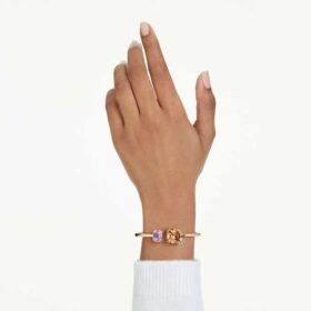 Bracciale rigido Millenia con taglio ottagonale, multicolore, placcato in oro