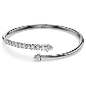 Bracciale rigido Sublima bianco, placcato in rutenio