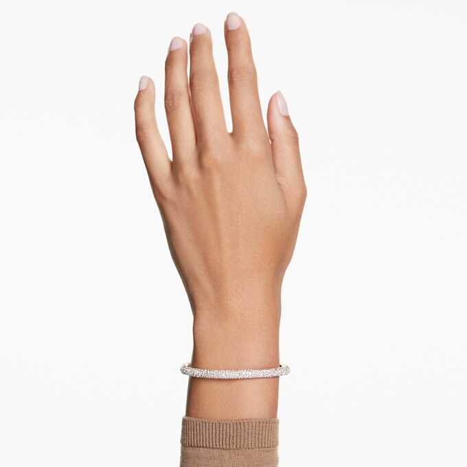 Bracciale rigido Sublima con pavé di cristalli, bianco, placcato oro rosa Bracciale rigido Sublima con pavé di cristalli, bianco, placcato oro rosa