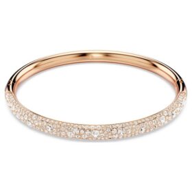 Bracciale rigido Sublima con pavé di cristalli, bianco, placcato oro rosa