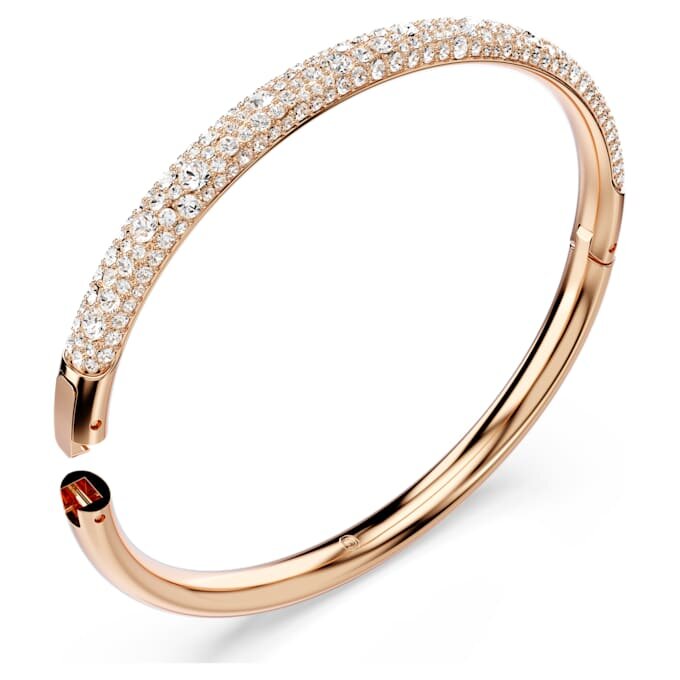 Bracciale rigido Sublima con pavé di cristalli, bianco, placcato oro rosa Bracciale rigido Sublima con pavé di cristalli, bianco, placcato oro rosa