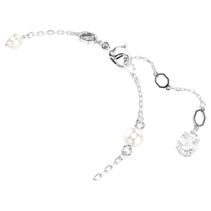 Bracciale Serpente con perla di cristallo, tagli misti, Anno del Serpente, bianco, placcato in rodio Bracciale Serpente con perla di cristallo, tagli misti, Anno del Serpente, bianco, placcato in rodio