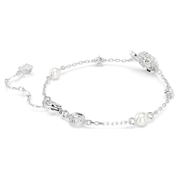 Bracciale Serpente con perla di cristallo, tagli misti, Anno del Serpente, bianco, placcato in rodio Bracciale Serpente con perla di cristallo, tagli misti, Anno del Serpente, bianco, placcato in rodio