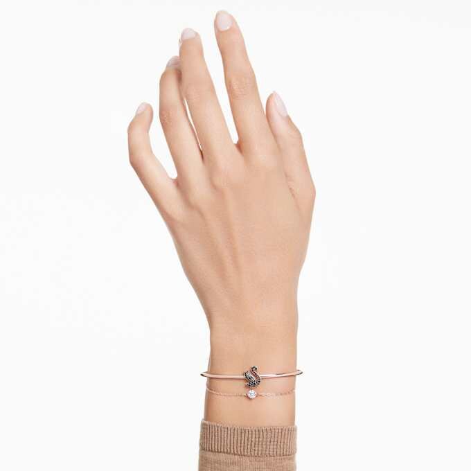 Bracciale Swan, nero, placcato oro rosa Bracciale Swan, nero, placcato oro rosa