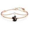 Bracciale Swan, nero, placcato oro rosa Bracciale Swan, nero, placcato oro rosa