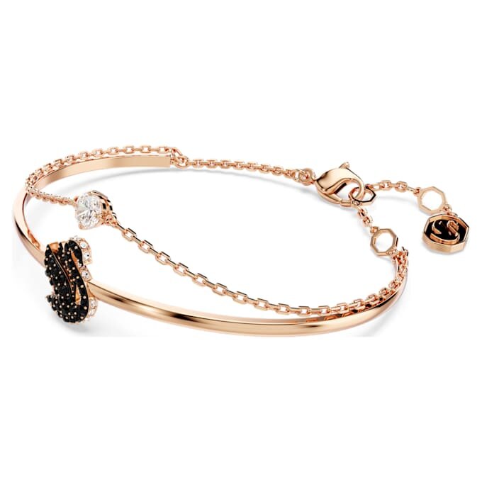 Bracciale Swan, nero, placcato oro rosa Bracciale Swan, nero, placcato oro rosa