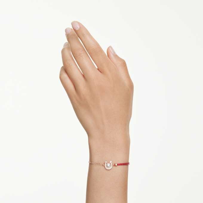Bracciale Symbolica con perla di cristallo, pavé, ferro di cavallo, bianco, placcato oro rosa Bracciale Symbolica con perla di cristallo, pavé, ferro di cavallo, bianco, placcato oro rosa