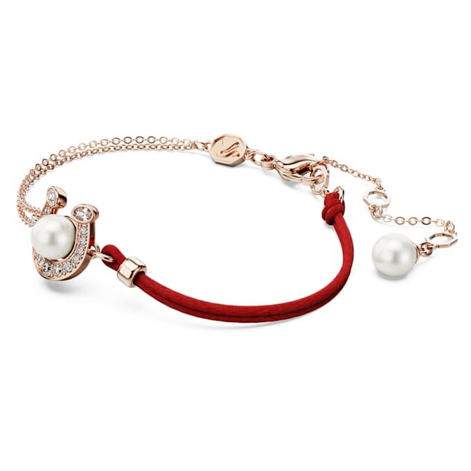 Bracciale Symbolica con perla di cristallo, pavé, ferro di cavallo, bianco, placcato oro rosa Bracciale Symbolica con perla di cristallo, pavé, ferro di cavallo, bianco, placcato oro rosa