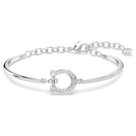 Bracciale Symbolica Pavé, ferro di cavallo, bianco, placcato in rodio