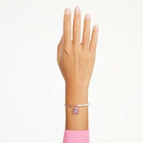 Bracciale Teddy con perla di cristallo, orsacchiotto, rosa, placcato oro rosa Bracciale Teddy con perla di cristallo, orsacchiotto, rosa, placcato oro rosa