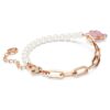 Bracciale Teddy con perla di cristallo, orsacchiotto, rosa, placcato oro rosa