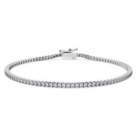 Bracciale Tennis Eternity con diamanti sintetici 1,5 Ct Tw, forma rotonda, oro bianco 14K Bracciale Tennis Eternity con diamanti sintetici 1,5 Ct Tw, forma rotonda, oro bianco 14K