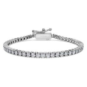 Bracciale Tennis Eternity con diamanti sintetici da 3 carati in totale, forma rotonda, oro bianco 14K Bracciale Tennis Eternity con diamanti sintetici da 3 carati in totale, forma rotonda, oro bianco 14K