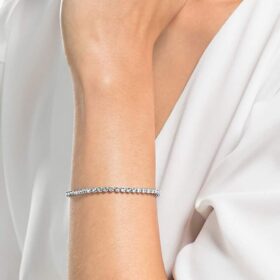 Bracciale Tennis Imber Emily con cristalli a taglio rotondo, bianco, placcato in rodio Bracciale Tennis Imber Emily con cristalli a taglio rotondo, bianco, placcato in rodio