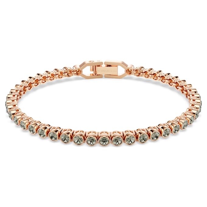 Bracciale tennis Imber Emily con cristalli a taglio rotondo, nero, placcato oro rosa Bracciale tennis Imber Emily con cristalli a taglio rotondo, nero, placcato oro rosa