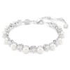 Bracciale Tennis Matrix con perle di cristallo, taglio rotondo, bianco, placcato in rodio Bracciale Tennis Matrix con perle di cristallo, taglio rotondo, bianco, placcato in rodio
