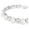 Bracciale Tennis Matrix con perle di cristallo, taglio rotondo, bianco, placcato in rodio Bracciale Tennis Matrix con perle di cristallo, taglio rotondo, bianco, placcato in rodio