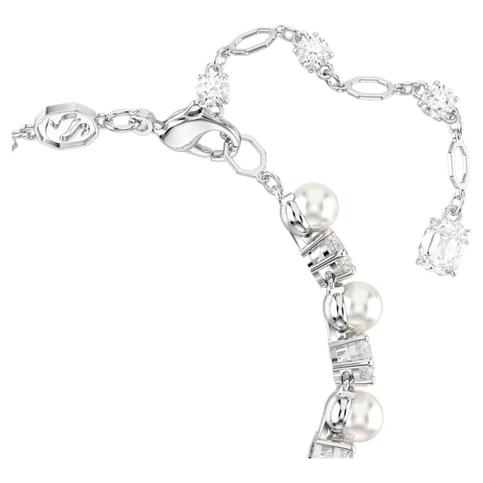 Bracciale Tennis Matrix con perle di cristallo, taglio rotondo, bianco, placcato in rodio Bracciale Tennis Matrix con perle di cristallo, taglio rotondo, bianco, placcato in rodio