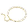 Bracciale Tennis Matrix con perle di cristallo, taglio rotondo, bianco, placcato oro