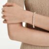 Bracciale Tennis Matrix con perle di cristallo, taglio rotondo, bianco, placcato oro