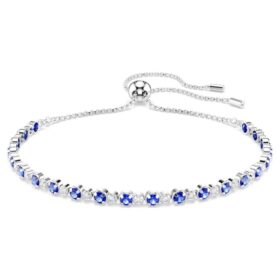 Bracciale Tennis Matrix con tagli rotondi misti, blu, placcato in rodio Bracciale Tennis Matrix con tagli rotondi misti, blu, placcato in rodio