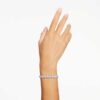 Bracciale Tennis Matrix con taglio a pera, bianco, placcato in rodio