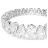 Bracciale Tennis Matrix con taglio a pera, bianco, placcato in rodio