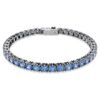 Bracciale Tennis Matrix con taglio rotondo, blu, placcato in rutenio Bracciale Tennis Matrix con taglio rotondo, blu, placcato in rutenio