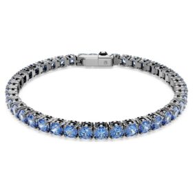 Bracciale Tennis Matrix con taglio rotondo, blu, placcato in rutenio Bracciale Tennis Matrix con taglio rotondo, blu, placcato in rutenio