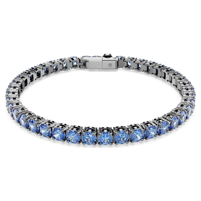 Bracciale Tennis Matrix con taglio rotondo, blu, placcato in rutenio Bracciale Tennis Matrix con taglio rotondo, blu, placcato in rutenio