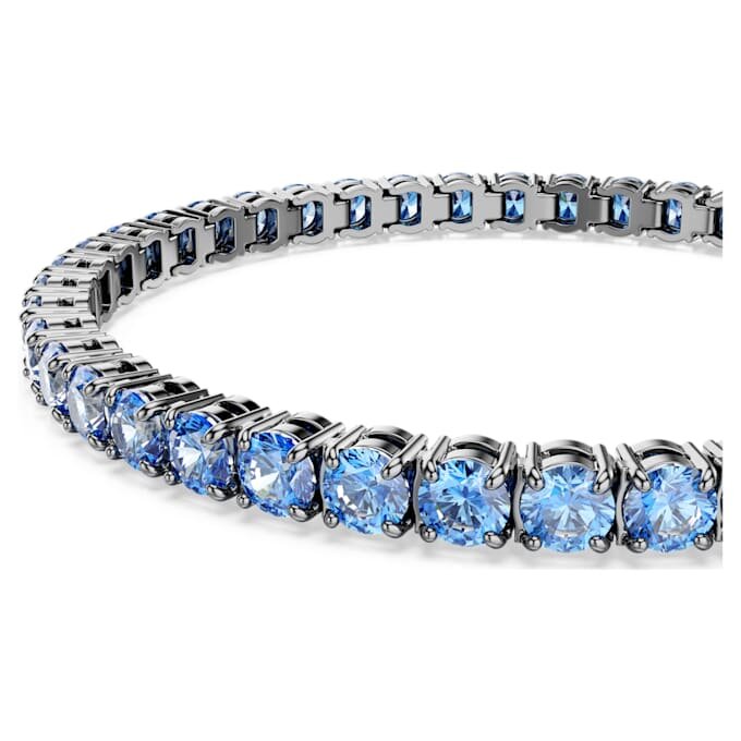 Bracciale Tennis Matrix con taglio rotondo, blu, placcato in rutenio Bracciale Tennis Matrix con taglio rotondo, blu, placcato in rutenio