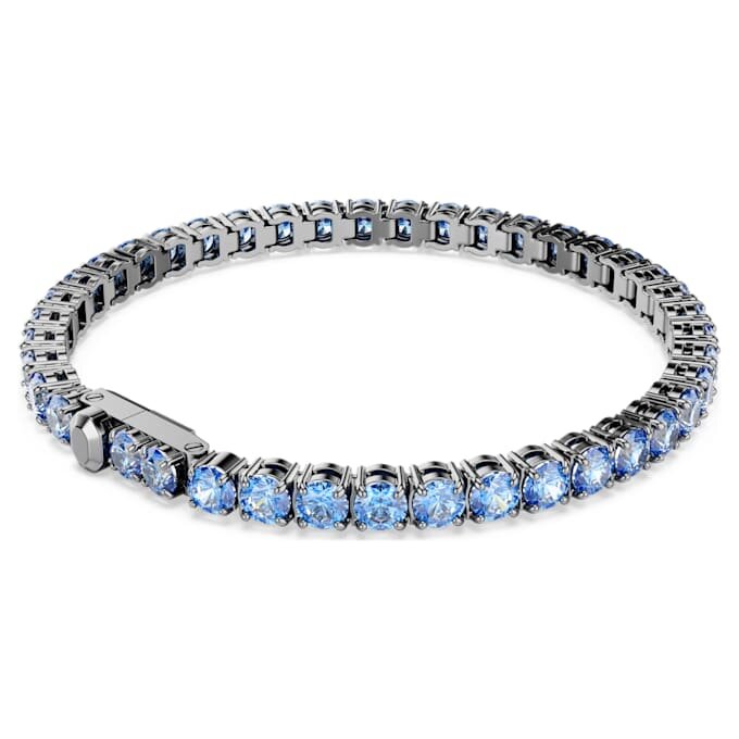 Bracciale Tennis Matrix con taglio rotondo, blu, placcato in rutenio Bracciale Tennis Matrix con taglio rotondo, blu, placcato in rutenio