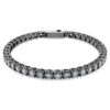 Bracciale Tennis Matrix con taglio rotondo, grigio, placcato al rutenio Bracciale Tennis Matrix con taglio rotondo, grigio, placcato al rutenio