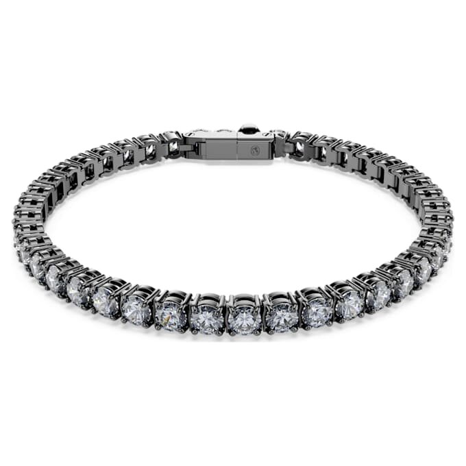 Bracciale Tennis Matrix con taglio rotondo, grigio, placcato al rutenio Bracciale Tennis Matrix con taglio rotondo, grigio, placcato al rutenio