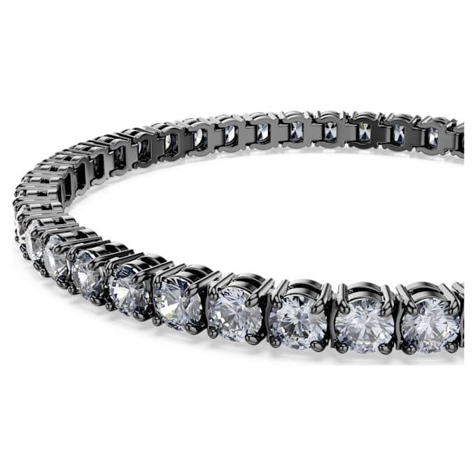 Bracciale Tennis Matrix con taglio rotondo, grigio, placcato al rutenio Bracciale Tennis Matrix con taglio rotondo, grigio, placcato al rutenio