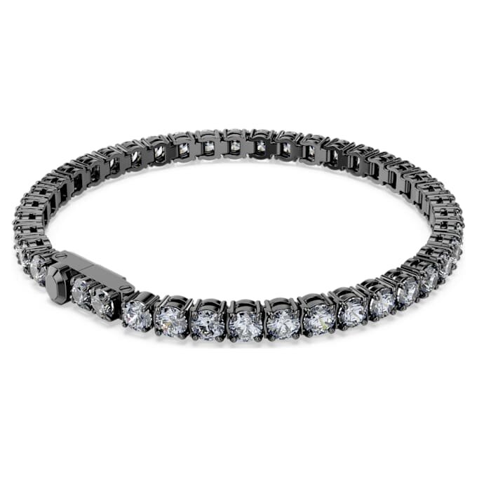 Bracciale Tennis Matrix con taglio rotondo, grigio, placcato al rutenio Bracciale Tennis Matrix con taglio rotondo, grigio, placcato al rutenio