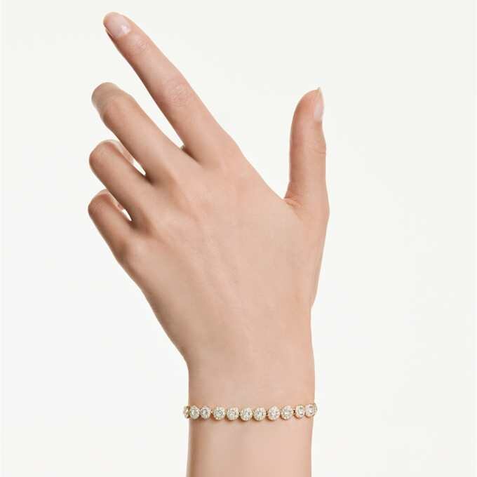 Bracciale Una Angelic con cristalli a taglio rotondo, bianco, placcato oro Bracciale Una Angelic con cristalli a taglio rotondo, bianco, placcato oro